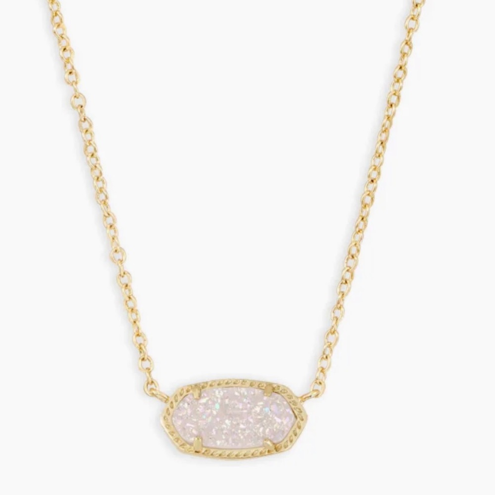 Elisa Gold Pendant Necklace in Iridescent Drusy